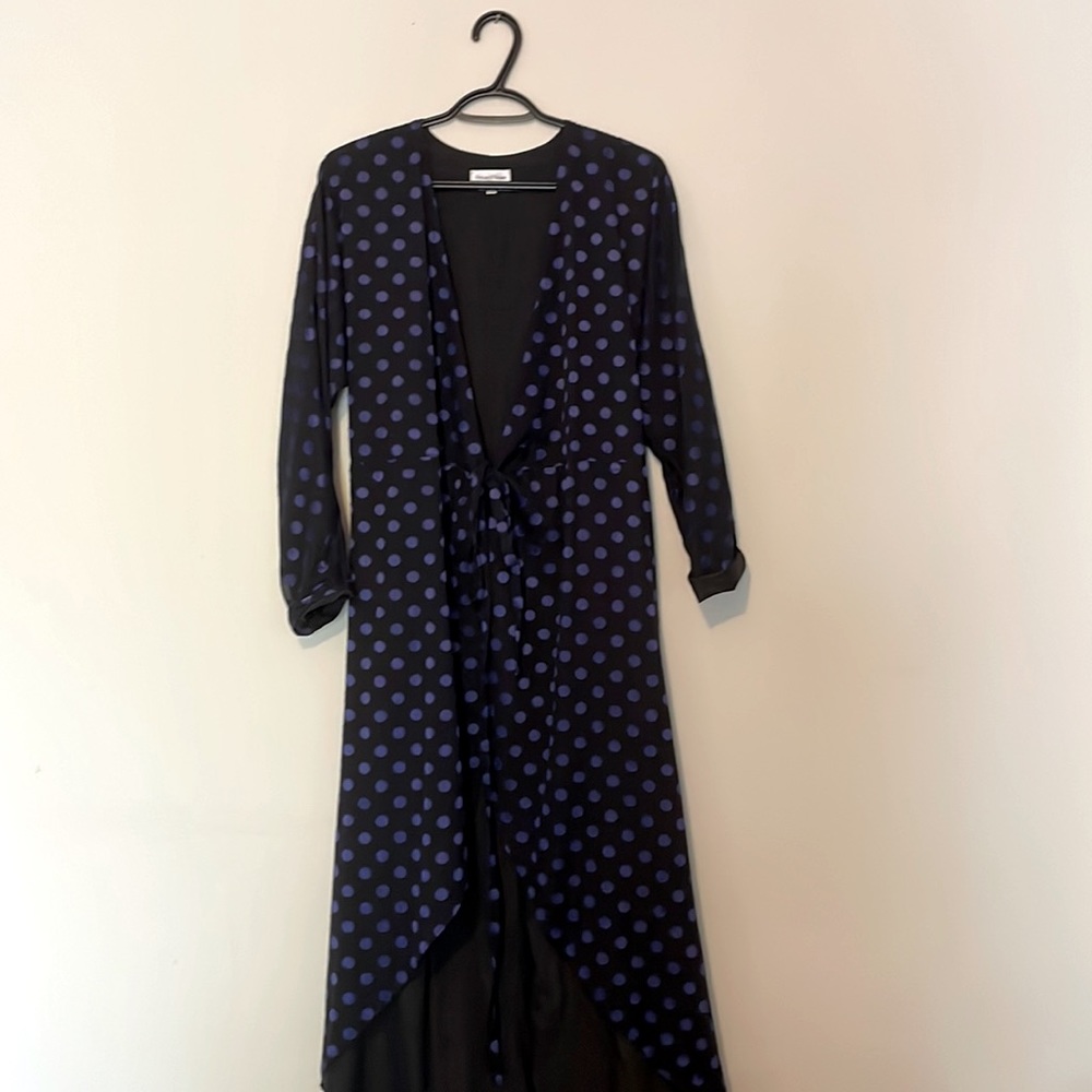 Blue and black maxi dress.